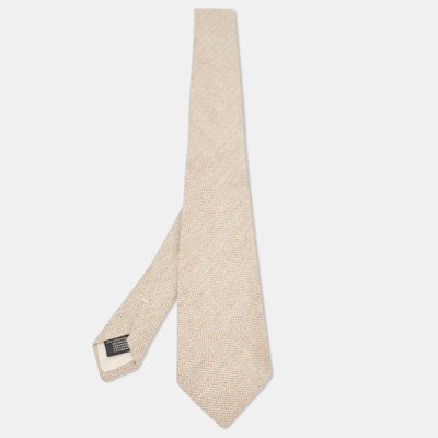 Pre-owned Ermenegildo Zegna Beige Patterned Cashmere Tie