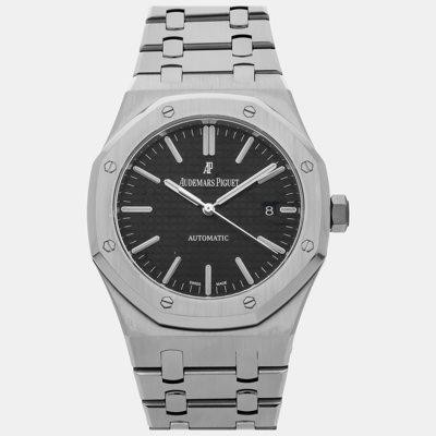 Pre-owned Audemars Piguet Black Stainless Steel Royal Oak 15400st.oo.1220st.01 Automatic Men's Wristwatch 41 Mm