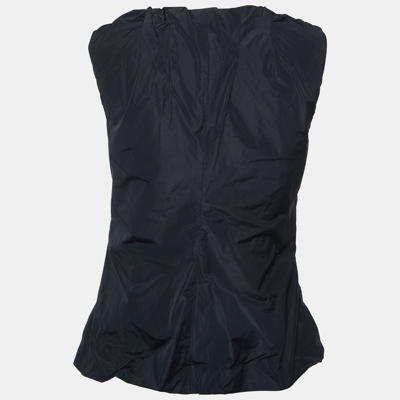 Pre-owned D & G Black Faille Ruched Zipper Detail Sleeveless Top M
