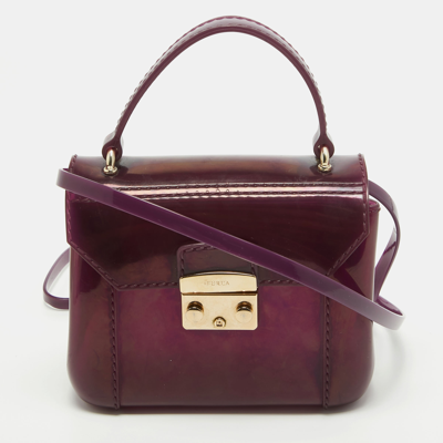 Pre-owned Furla Purple Rubber Mini Candy Bon Bon Crossbody Bag