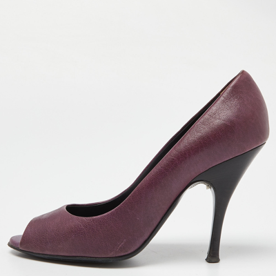 Pre-owned D & G Burgundy Leather Peep Toe Pumps Size 38