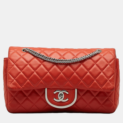 Pre-owned Chanel Orange Cc Quilted Flap Shoulder Bag