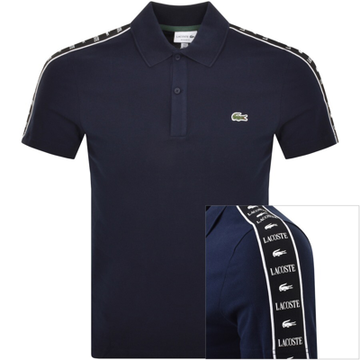 Lacoste Taped Logo Polo T Shirt Navy In Blue