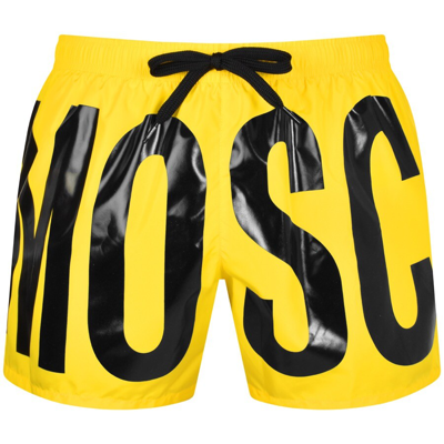 Moschino Logo-print Drawstring Swim Shorts In Yellow
