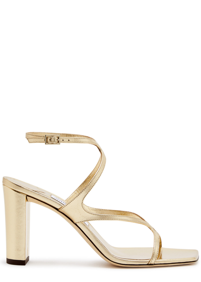 Jimmy Choo Azie 95 Metallic Leather Sandals In Gold