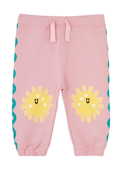 Stella Mccartney Kids Smiley Sunflower Printed Cotton Sweatpants In Pink