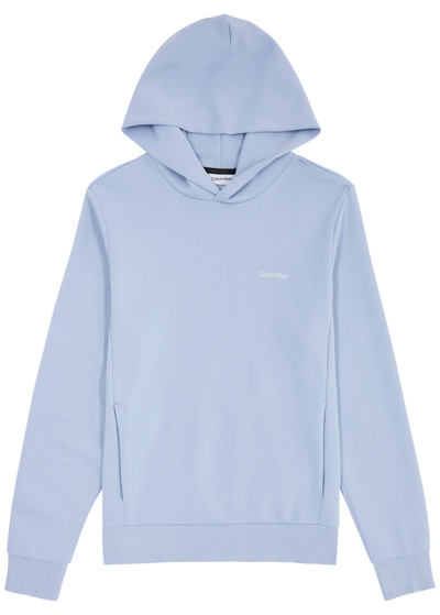 Calvin Klein Logo Hooded Jersey Sweatshirt In Light Blue