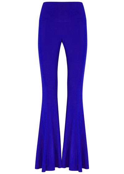 Norma Kamali Fishtail Flared Stretch-jersey Trousers In Bright Blue