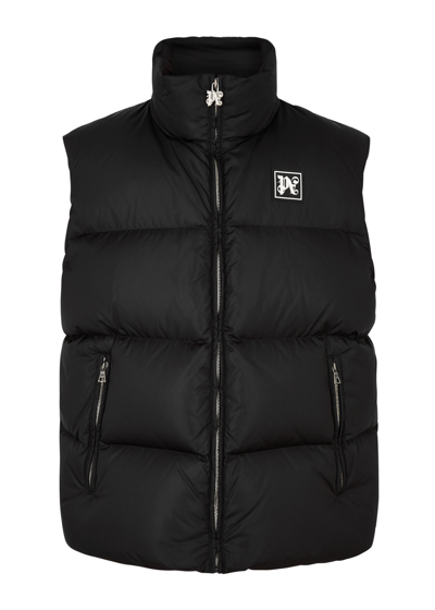 Palm Angels Ski Quilted Shell Gilet In Black