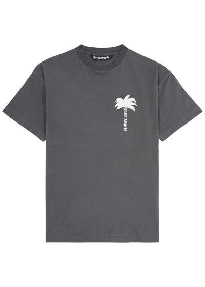 Palm Angels The Palm Logo-print Cotton T-shirt In Dark Grey