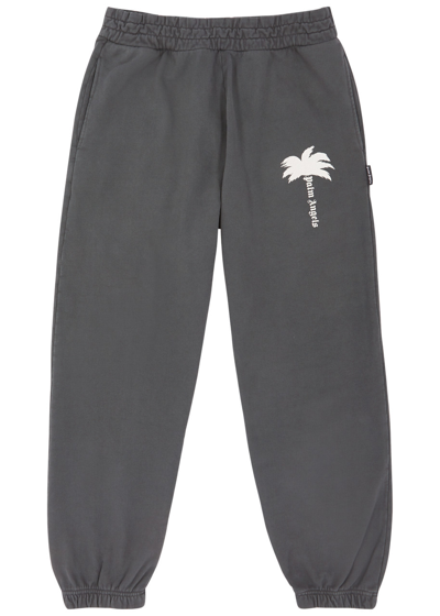 Palm Angels Kids' The Palm Logo Cotton Sweatpants In Dark Grey