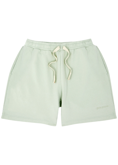 Palm Angels Logo-embroidered Cotton Shorts In Mint