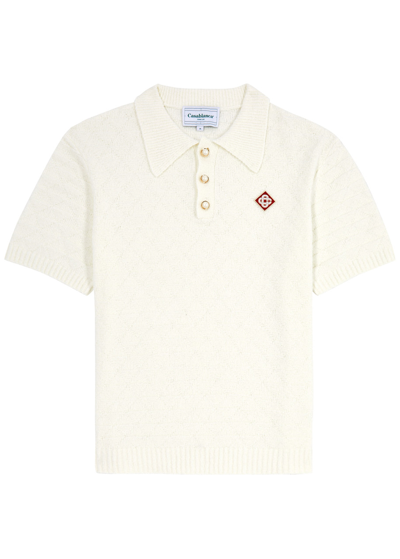 Casablanca Boucle Polo Shirt In Off White