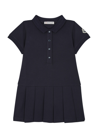 Moncler Kids Piqué Stretch-cotton Polo Dress In Navy