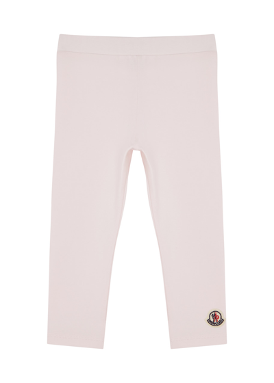 Moncler Kids Stretch-cotton Leggings In Light Pink