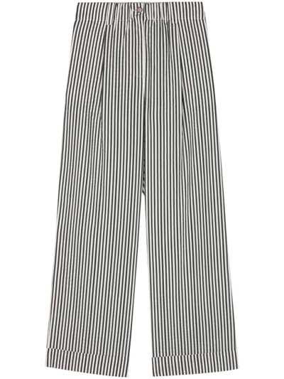 Alysi Striped Wide Leg Trousers In Black