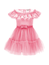 Monnalisa Tulle Dress With Flounce In Sachet Pink