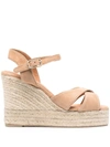 Castaã±er Blaudell Wedge Straw Shoes In Brown
