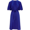 FEMPONIQ DRAPED PUFF SLEEVE SATIN DRESS (ROYAL BLUE)