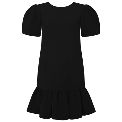 Femponiq Pleated Shoulder Peplum Hem Cady Dress (black)