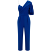 FEMPONIQ PEAK LAPEL PUFF SLEEVE CREPE JUMPSUIT (ROYAL BLUE)