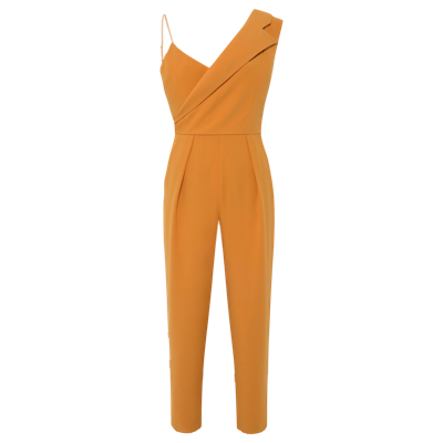 Femponiq Women's Yellow / Orange Peak Lapel Tailored Jumpsuit - Yellow & Orange In Yellow/orange