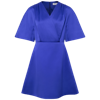 FEMPONIQ PLEATED SHOULDER KIMONO SLEEVE SATIN DUCHESS DRESS (ROYAL BLUE)