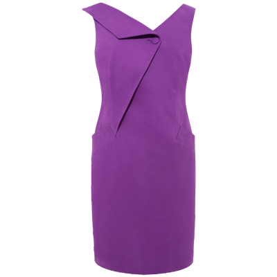 Femponiq Women's Pink / Purple Asymmetric Lapel Tailored Cotton Dress - Pink & Purple In Pink/purple