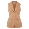 Femponiq Women's Sleeveless Tailored Blazer - Camel Brown
