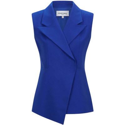 Femponiq Sleeveless Cotton Blazer (royal Blue)