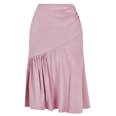 Femponiq Rushed Asymmetrical Skirt (pastel Pink) In Green