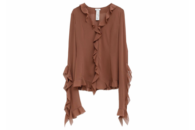 Pre-owned Acne Studios Ruffle Blouse Toffee Brown All