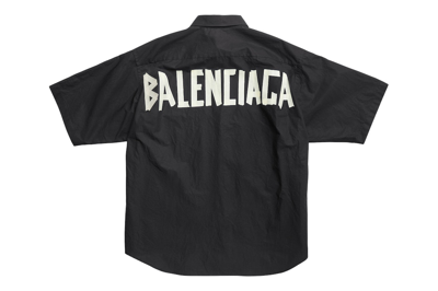 Pre-owned Balenciaga Tape Type Short Sleeve Shirt Black White