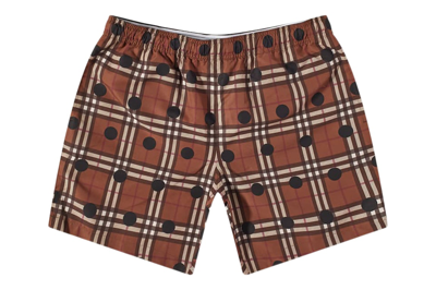 Pre-owned Burberry Guildes Polka Dot Check Shorts Dark Birch Brown
