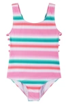 ANDY & EVAN KIDS' STRAPPY CUTOUT ONE-PIECE SWIMSUIT