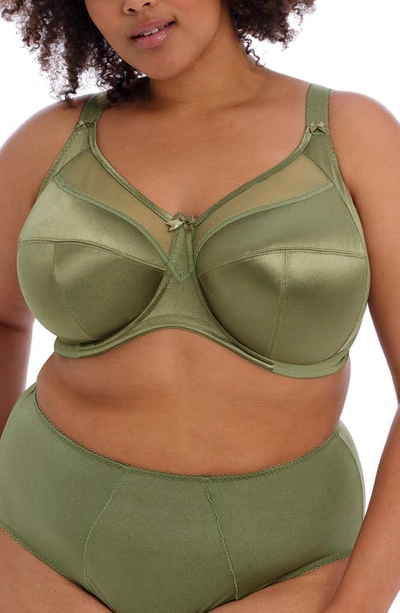 Goddess Keira Satin Side Support Bra In Olive