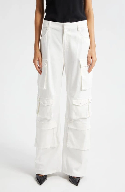 Alice And Olivia Olympia Mid-rise Baggy Cargo Pants In Off White