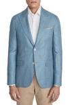 JACK VICTOR MARCUS SOFT CONSTRUCTED WOOL, SILK & LINEN HERRINGBONE BLAZER