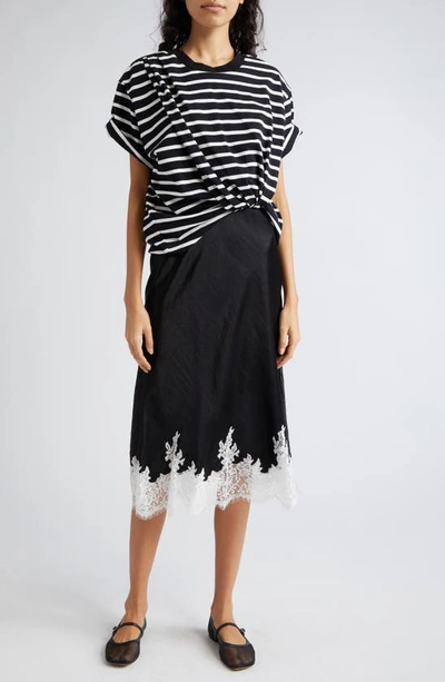 3.1 Phillip Lim / フィリップ リム Striped Draped T-shirt Dress In Black Multi