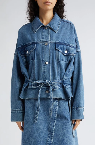 3.1 Phillip Lim Boxy Self-tie Denim Jacket In Blue