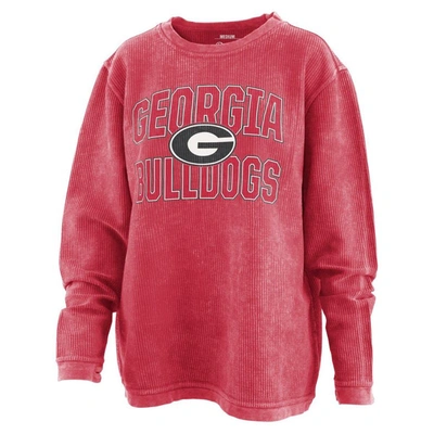 Pressbox Women's  Red Distressed Georgia Bulldogs Maxima Oversized Pullover Sweatshirt