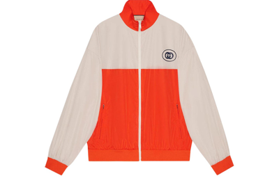 Pre-owned Gucci Gg Logo Track Jacket Orange Ivory