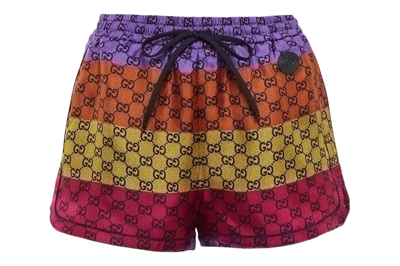 Pre-owned Gucci Logo Color Stripe Shorts Multi