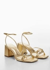 Shop Mango Strappy Heeled Sandals Gold