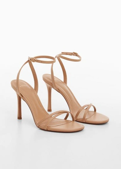 Mango Strappy Heeled Sandals Nude In Lt-pastel