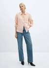 Mango Linen 100% Shirt Pale Pink