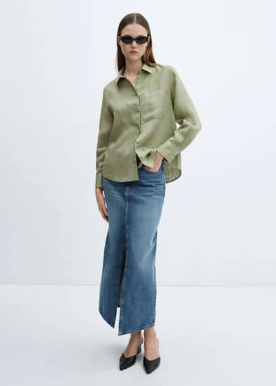 Mango Women's Linen 100% Shirt In Green