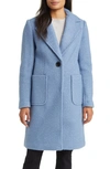 Sam Edelman Textured Coat In Blue Stone