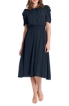 LONDON TIMES RUCHED SHORT SLEEVE DRESS