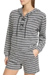 ANDREW MARC HERITAGE STRIPE LACE-UP PULLOVER HOODIE